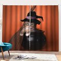 Halloween Cute Witch Cat Print Pencil Pleat Curtains