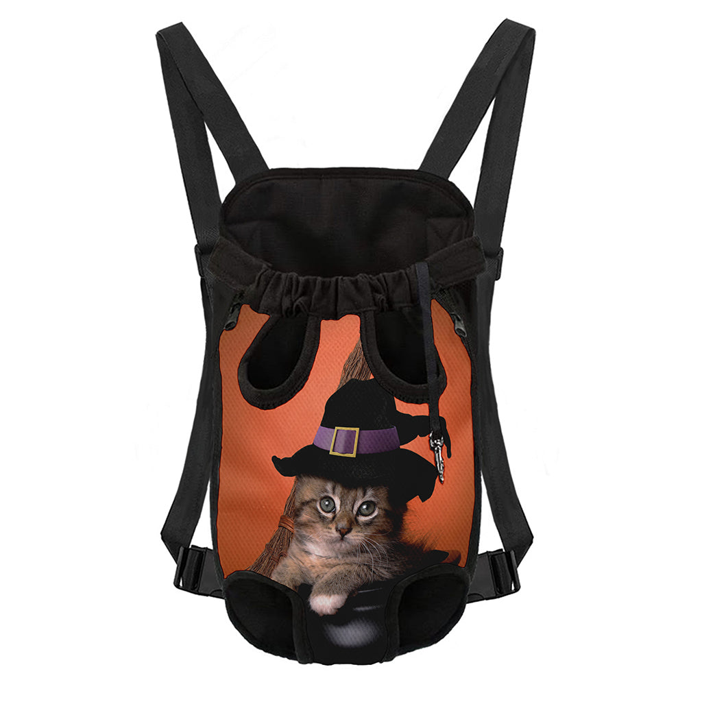 Halloween Cute Witch Cat Print Pet Carrier Backpack