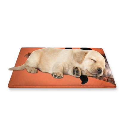 Halloween Cute Witch Cat Print Pet Cooling Mat Cover
