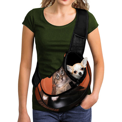 Halloween Cute Witch Cat Print Pet Sling Carrier