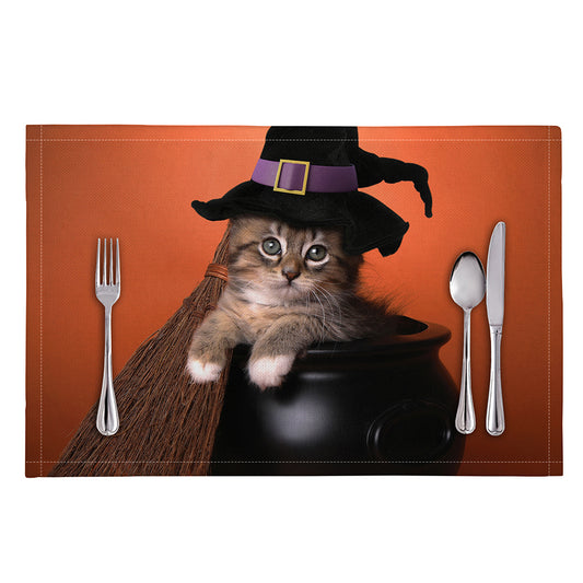 Halloween Cute Witch Cat Print Placemat