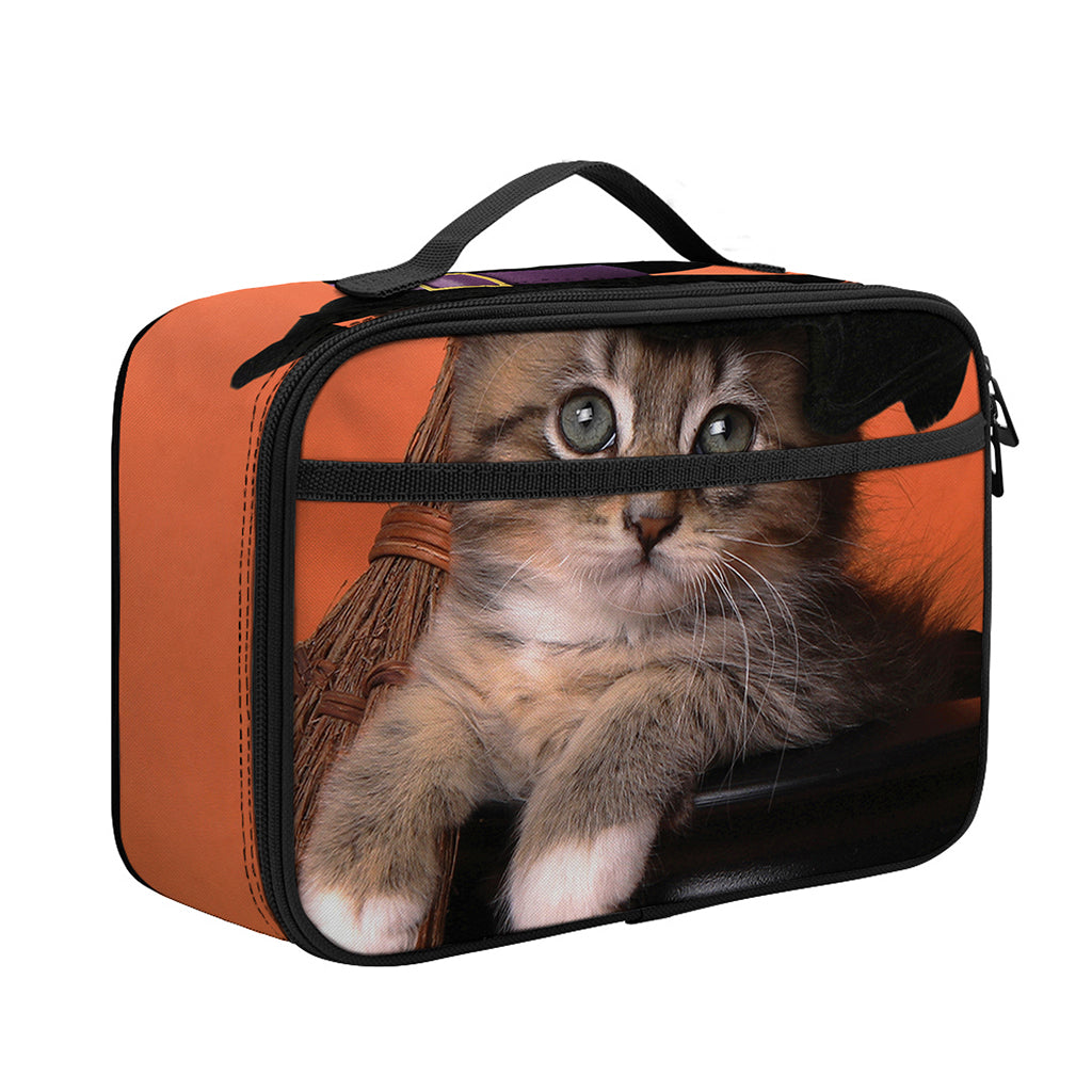 Halloween Cute Witch Cat Print Portable Lunch Bag
