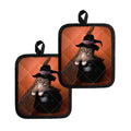 Halloween Cute Witch Cat Print Pot Holders