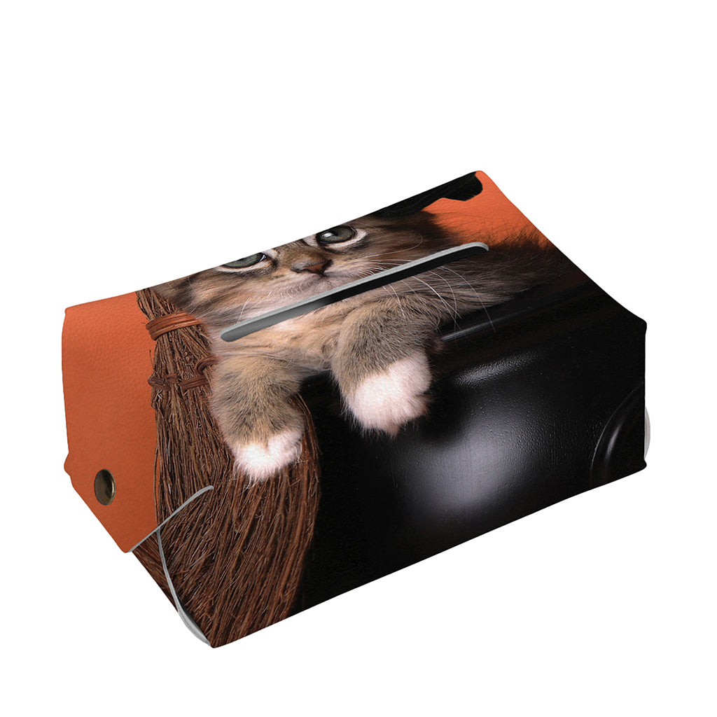 Halloween Cute Witch Cat Print Rectangle Tissue Box Cover
