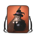 Halloween Cute Witch Cat Print Rectangular Crossbody Bag