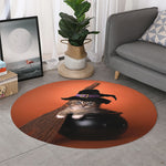 Halloween Cute Witch Cat Print Round Rug