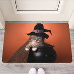 Halloween Cute Witch Cat Print Rubber Doormat