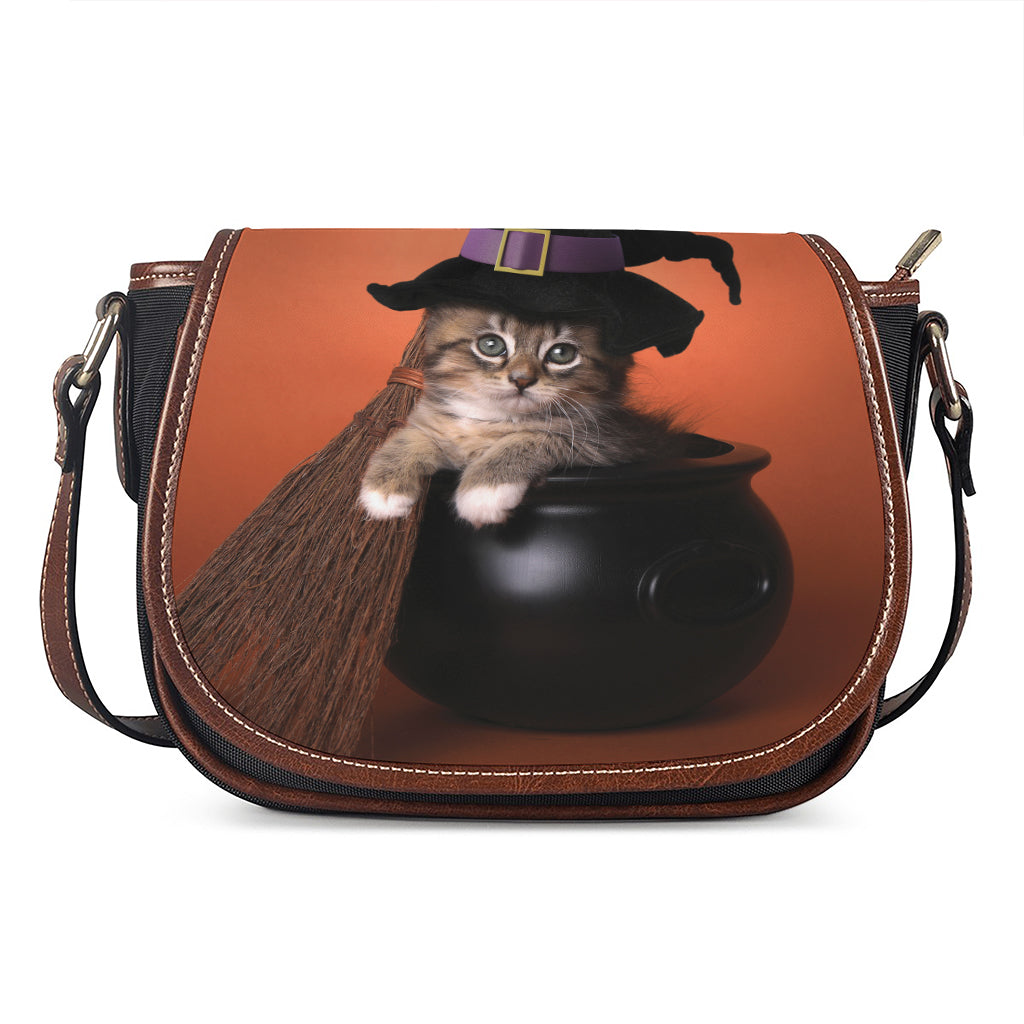 Halloween Cute Witch Cat Print Saddle Bag