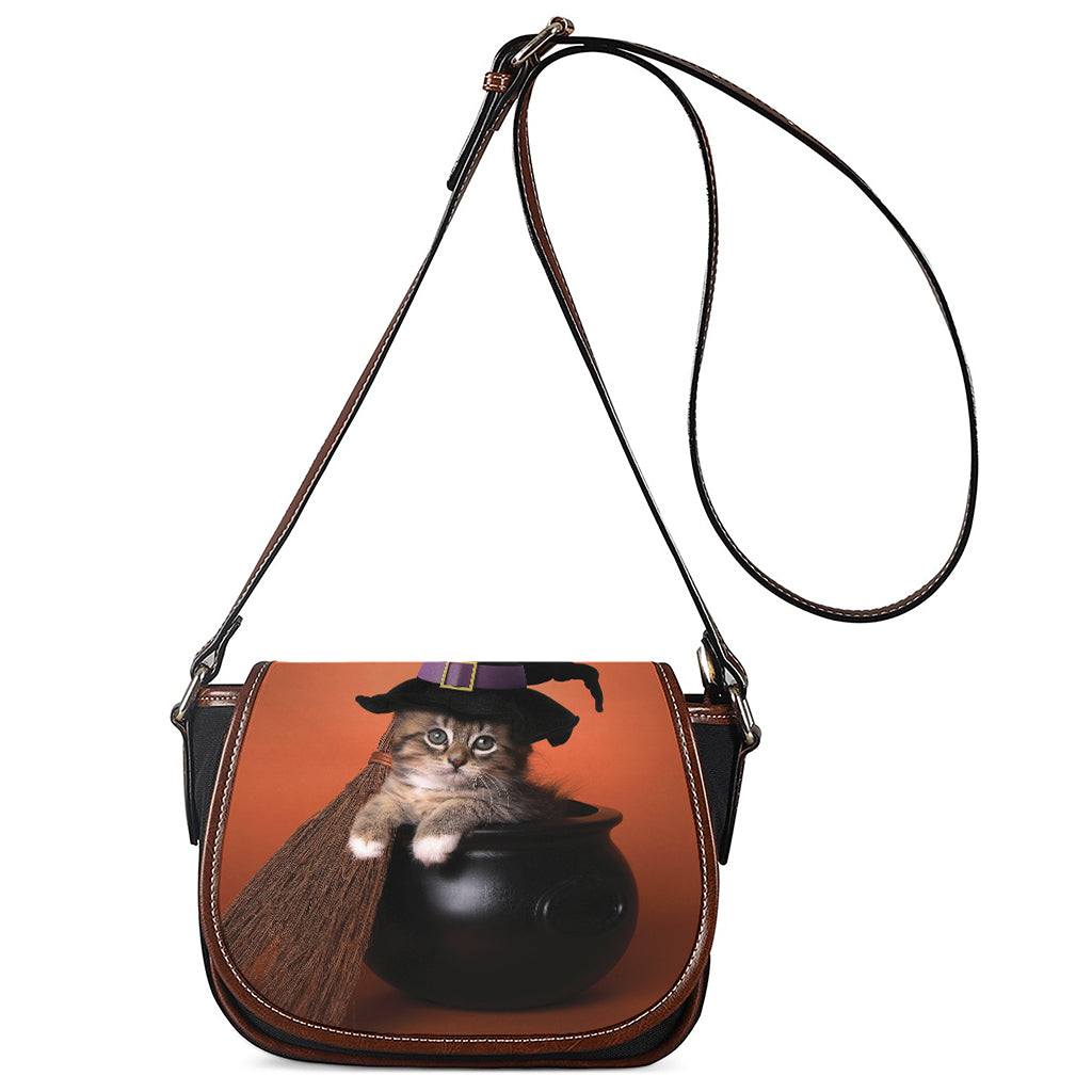 Halloween Cute Witch Cat Print Saddle Bag