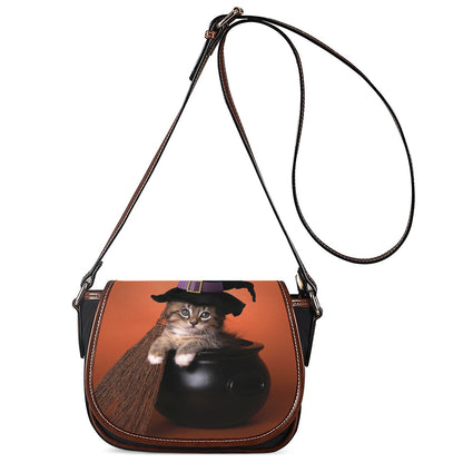 Halloween Cute Witch Cat Print Saddle Bag