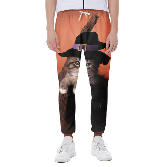 Halloween Cute Witch Cat Print Scuba Joggers