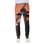 Halloween Cute Witch Cat Print Scuba Joggers