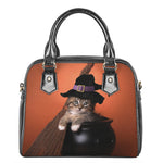 Halloween Cute Witch Cat Print Shoulder Handbag