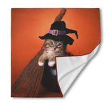 Halloween Cute Witch Cat Print Silk Bandana