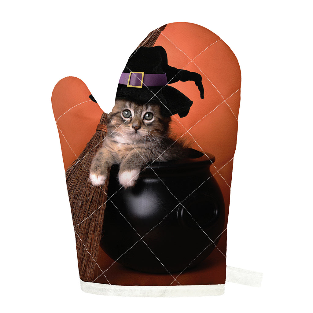 Halloween Cute Witch Cat Print Single Oven Mitt