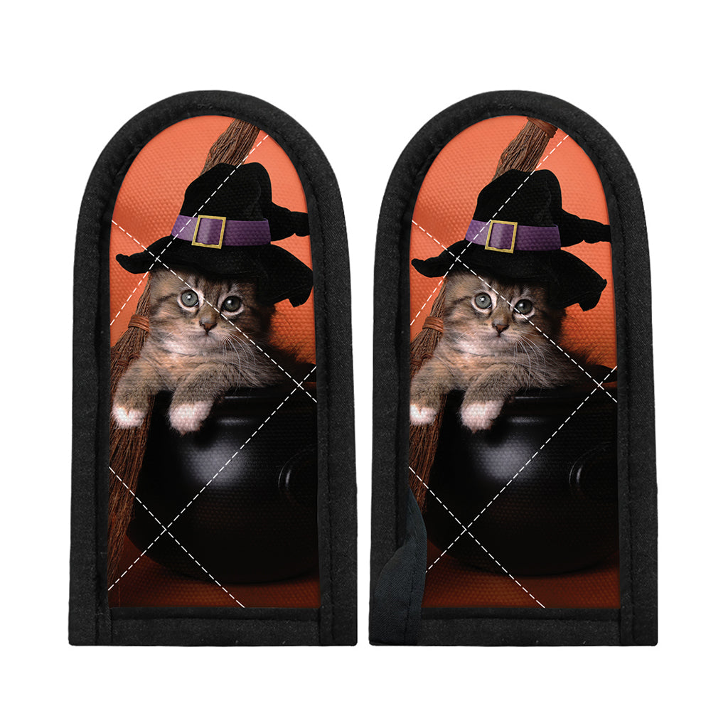 Halloween Cute Witch Cat Print Skillet Handle Cover