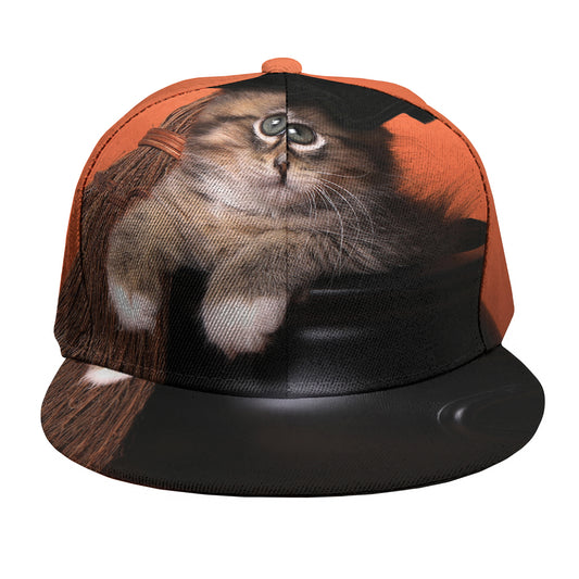 Halloween Cute Witch Cat Print Snapback Cap