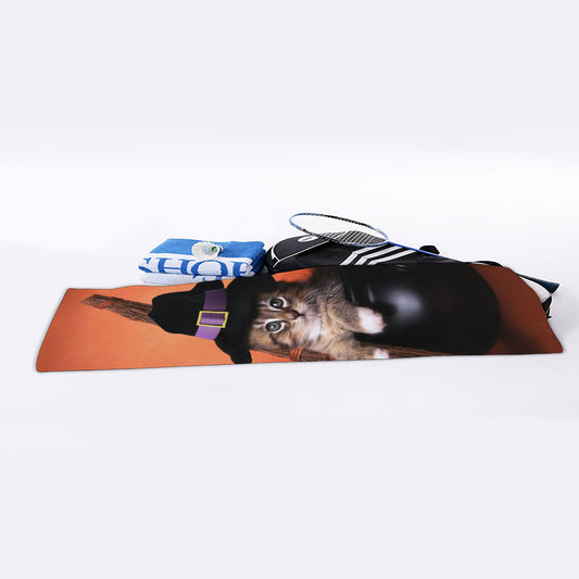 Halloween Cute Witch Cat Print Sports Towel