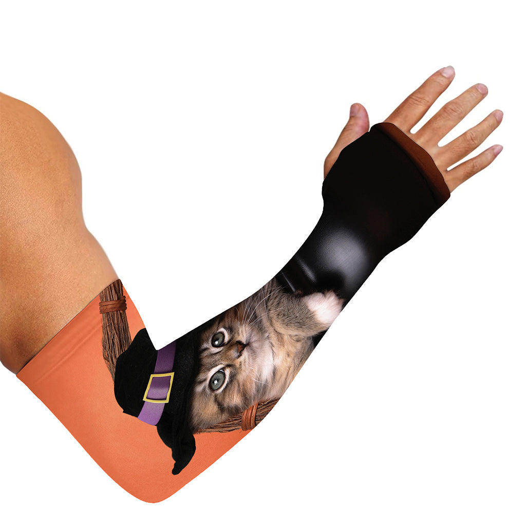 Halloween Cute Witch Cat Print Sun Protection Arm Sleeves