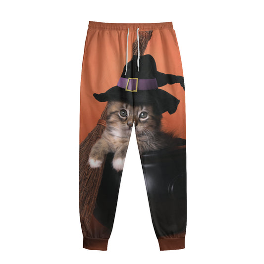 Halloween Cute Witch Cat Print Sweatpants