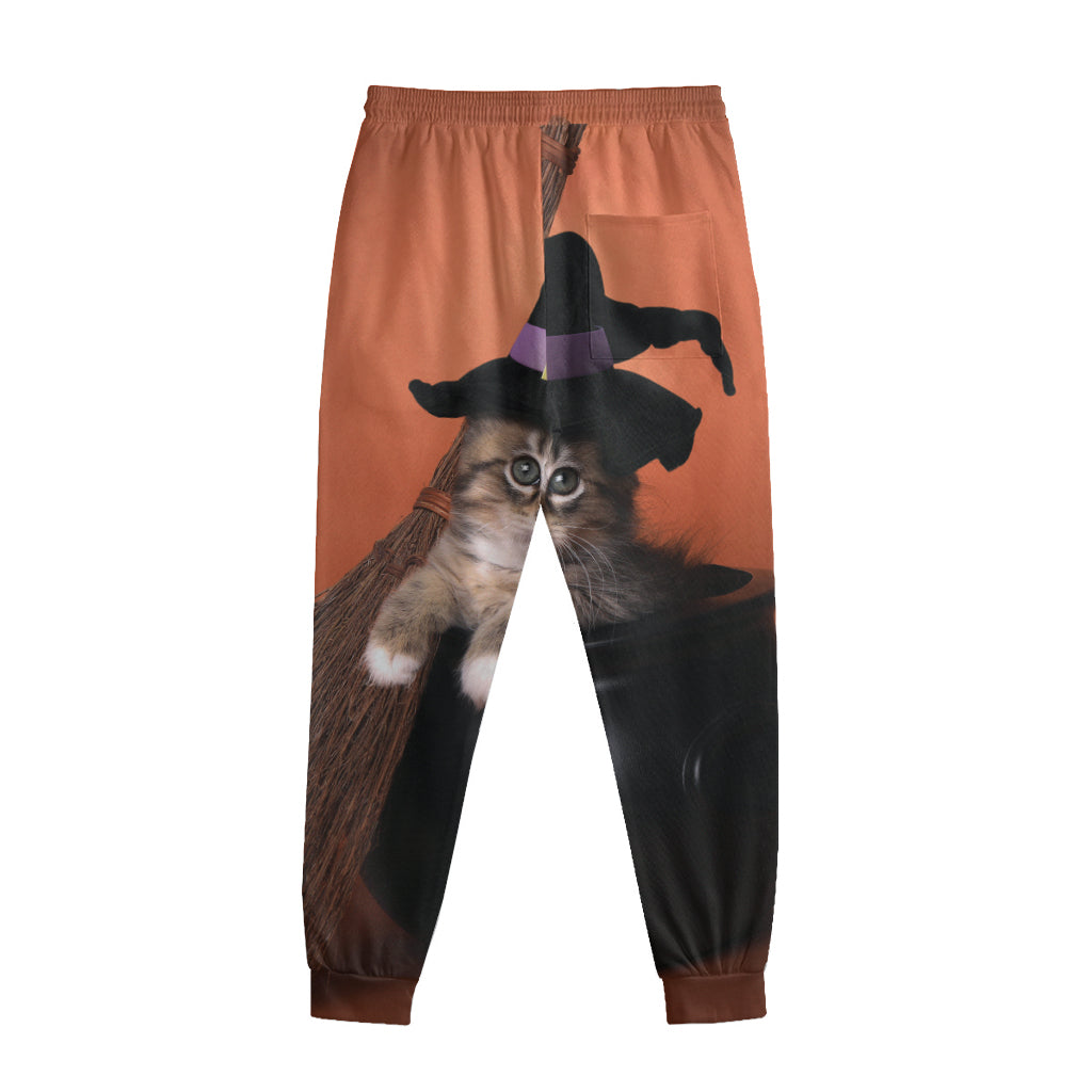 Halloween Cute Witch Cat Print Sweatpants