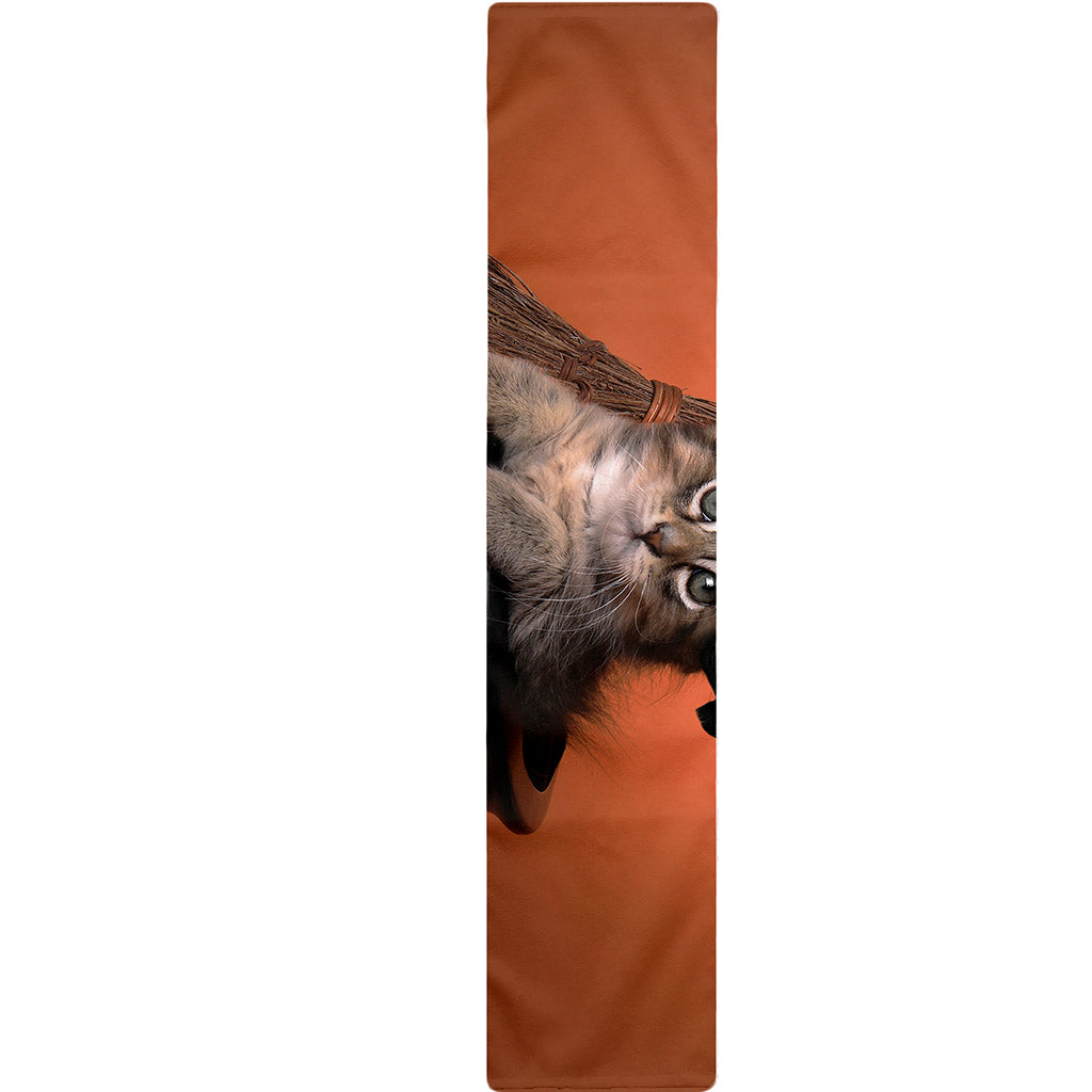 Halloween Cute Witch Cat Print Table Runner