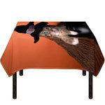 Halloween Cute Witch Cat Print Tablecloth