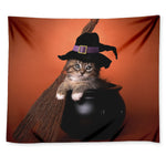 Halloween Cute Witch Cat Print Tapestry