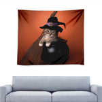 Halloween Cute Witch Cat Print Tapestry