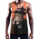 Halloween Cute Witch Cat Print Training Tank Top