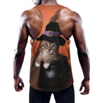 Halloween Cute Witch Cat Print Training Tank Top