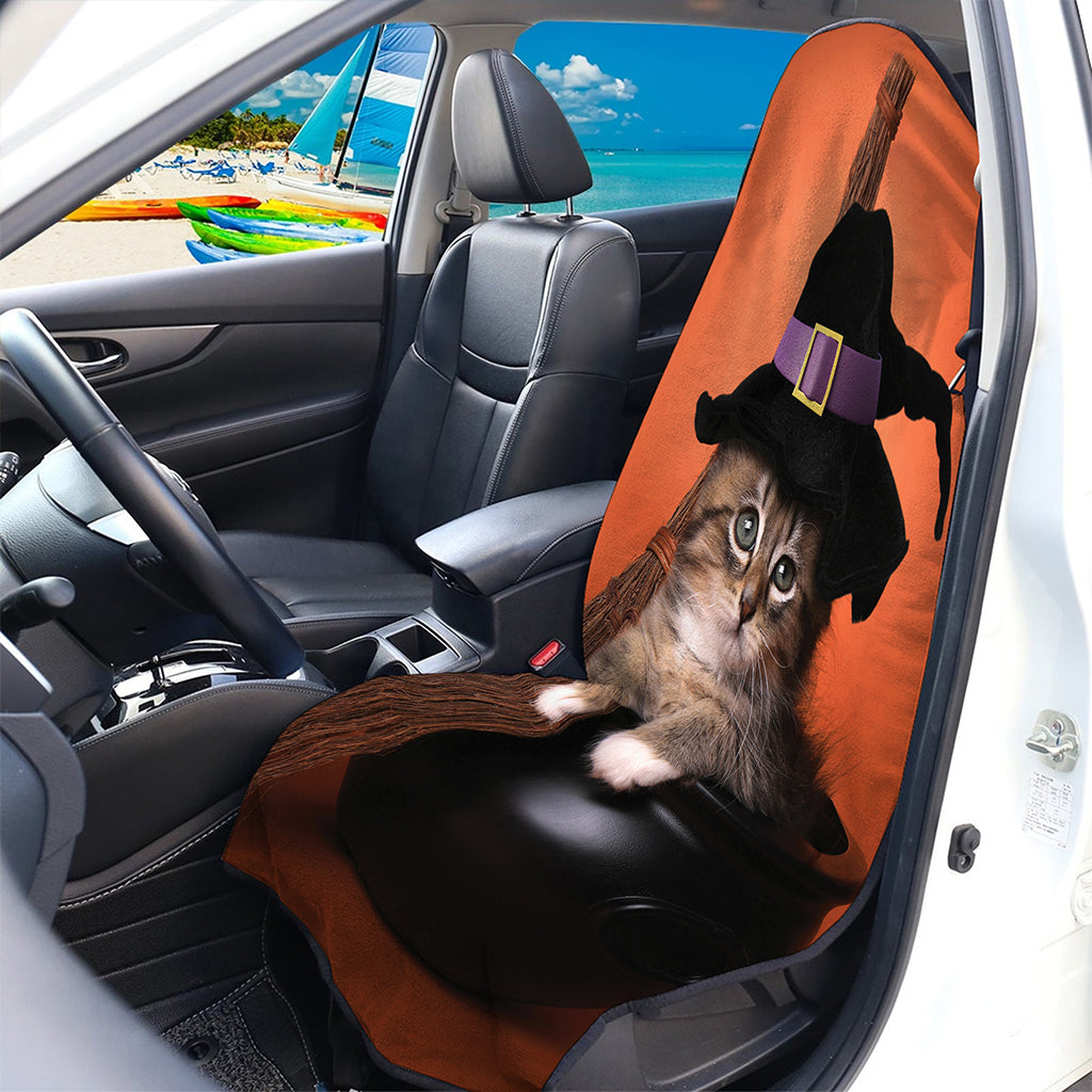 Halloween Cute Witch Cat Print Waterproof Car Seat Cover
