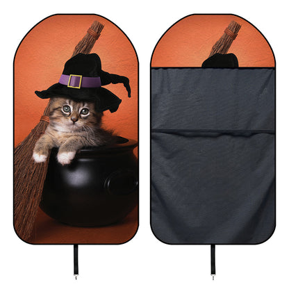 Halloween Cute Witch Cat Print Waterproof Car Seat Cover