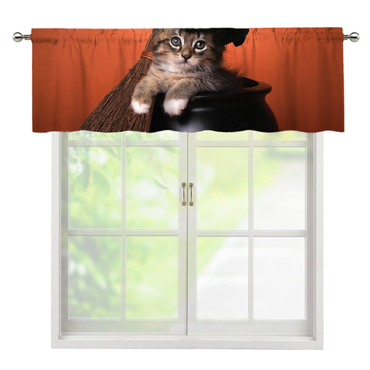 Halloween Cute Witch Cat Print Window Valance