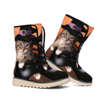Halloween Cute Witch Cat Print Winter Boots