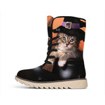Halloween Cute Witch Cat Print Winter Boots