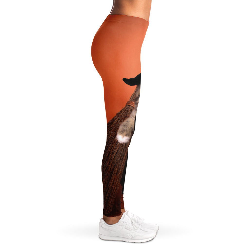 Halloween Cute Witch Cat Print Women's Leggings
