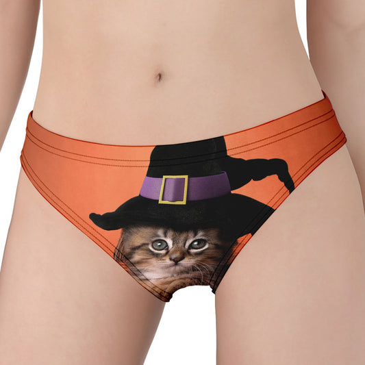 Halloween Cute Witch Cat Print Women's Panties