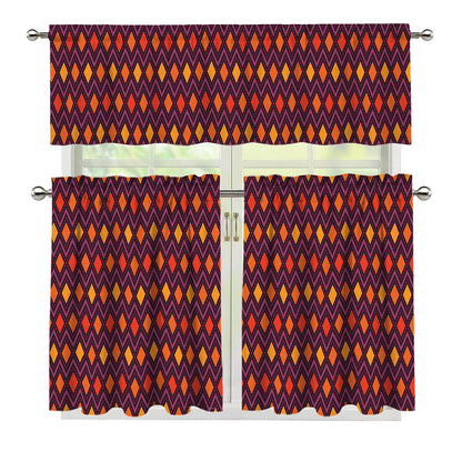 Halloween Diamond Shape Pattern Print 3 Piece Kitchen Curtains