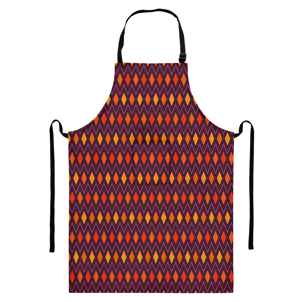 Halloween Diamond Shape Pattern Print Bib Apron With Pocket