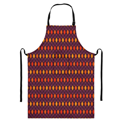 Halloween Diamond Shape Pattern Print Bib Apron With Pocket