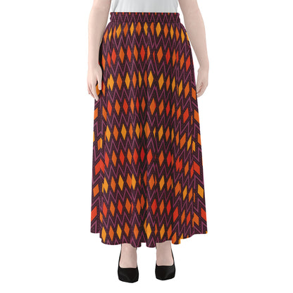 Halloween Diamond Shape Pattern Print Chiffon Maxi Skirt