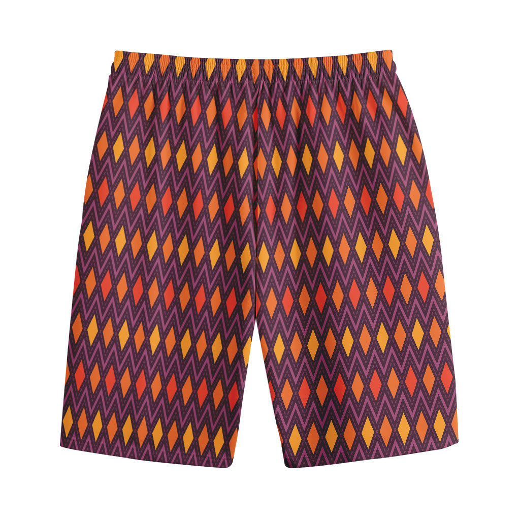 Halloween Diamond Shape Pattern Print Cotton Shorts