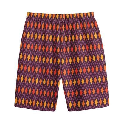 Halloween Diamond Shape Pattern Print Cotton Shorts
