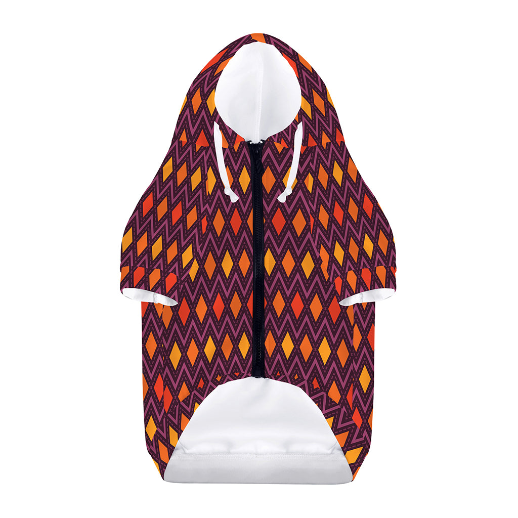 Halloween Diamond Shape Pattern Print Dog Zip Up Hoodie