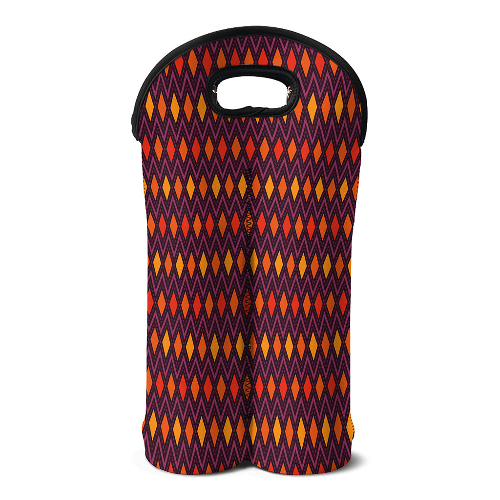Halloween Diamond Shape Pattern Print Double Neoprene Wine Tote