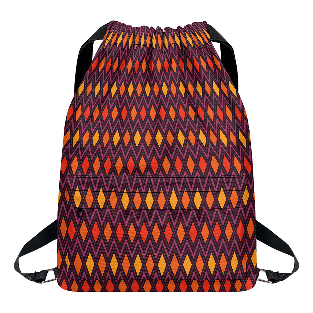 Halloween Diamond Shape Pattern Print Drawstring Backpack