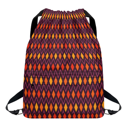 Halloween Diamond Shape Pattern Print Drawstring Backpack