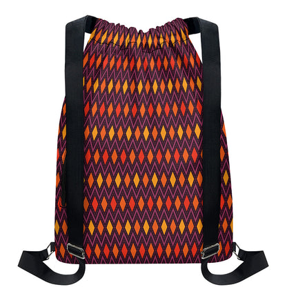 Halloween Diamond Shape Pattern Print Drawstring Backpack