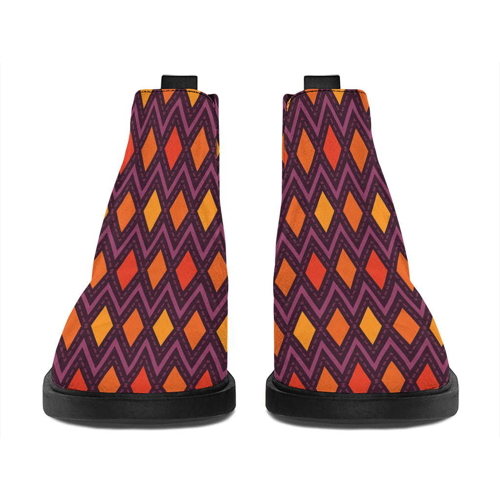 Halloween Diamond Shape Pattern Print Flat Ankle Boots